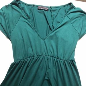 Forest Green V-neck Dress